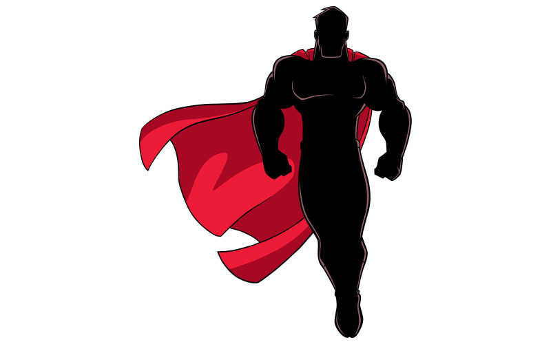 Superhero Flying on White Silhouette - Illustration