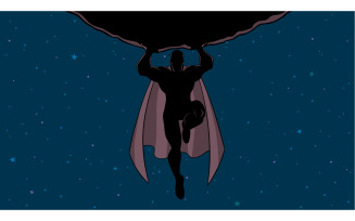 Superhero Holding Boulder in Space Silhouette - Illustration