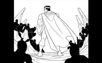Superhero Ready for Battle Line Art - Illustration