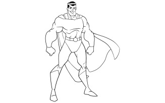 Superhero Standing Tall Line Art - Illustration