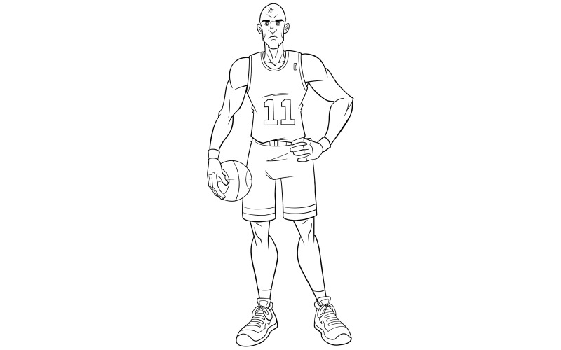 Basketball Player Line Art - Illustration