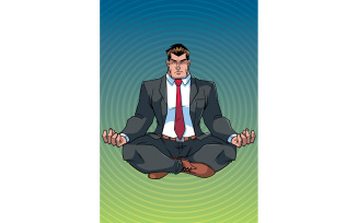 Businessman Meditating with Background - Illustration