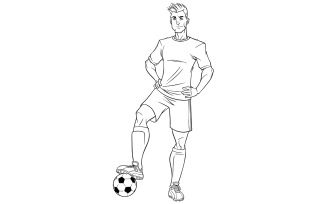 Football Player Line Art - Illustration