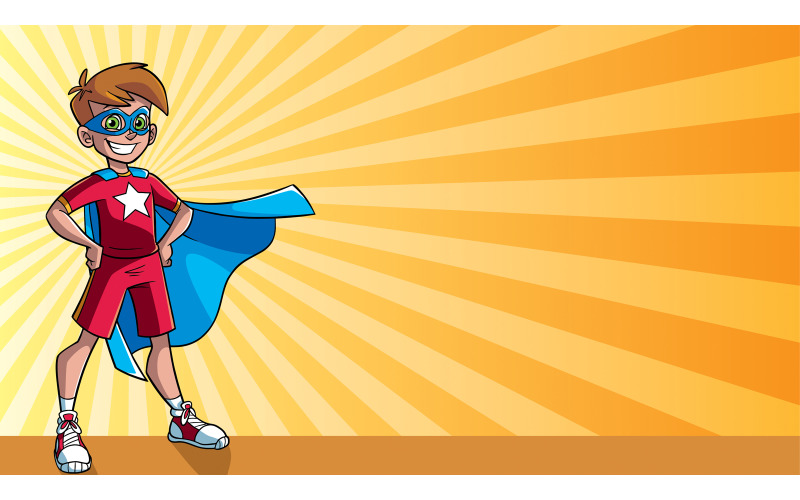 Little Super Boy Ray Light Background - Illustration