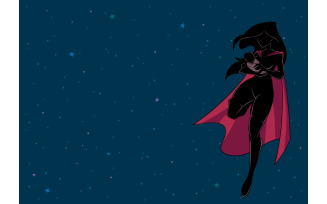 Super Mom with Baby Space Silhouette - Illustration