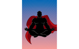 Superhero Meditating Background Silhouette - Illustration