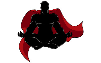 Superhero Meditating Silhouette - Illustration