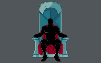 Superhero on Throne Silhouette - Illustration