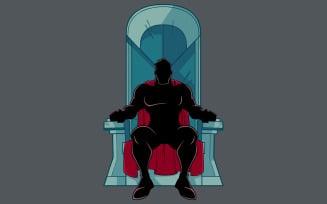 Superhero on Throne Silhouette - Illustration