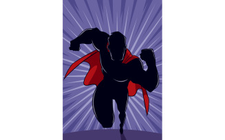 Superhero Running Abstract Background Silhouette - Illustration