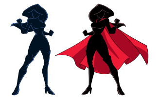Superheroine Battle Mode Silhouette - Illustration