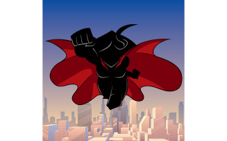 Superheroine Coming City Silhouette - Illustration