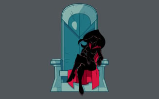 Superheroine on Throne Silhouette - Illustration