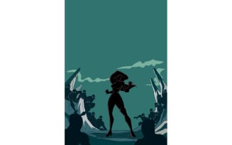 Superheroine Ready for Battle Silhouette - Illustration