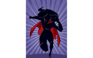 Superheroine Running Abstract Background Silhouette - Illustration