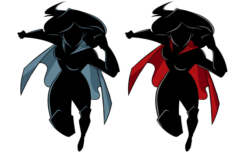 Superheroine Running Silhouette - Illustration