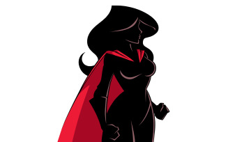 Superheroine Side Profile Silhouette - Illustration