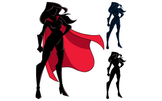 Superheroine Standing Tall Silhouette - Illustration