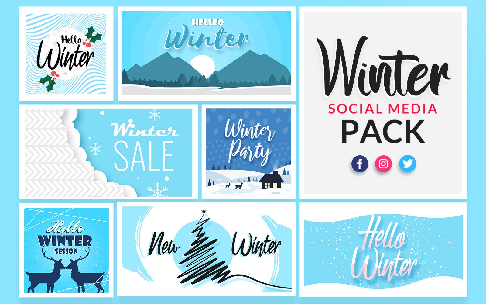 Kit Graphique #147033 Winter Social Divers Modles Web - Logo template Preview