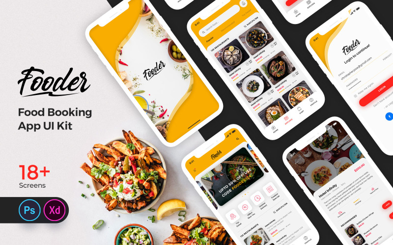 Fooder Mobile App UI Kit UI Element