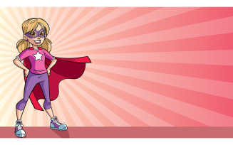 Little Super Girl Ray Light Background - Illustration