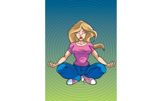 Meditating Woman with Background - Illustration