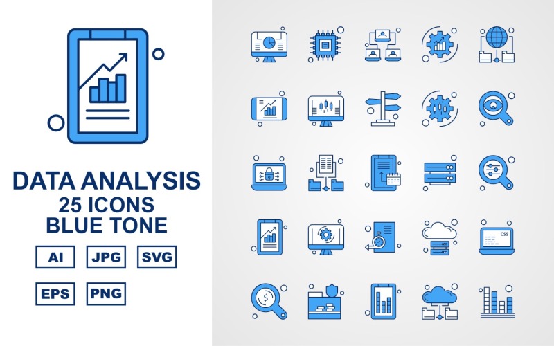 25 Premium Data Analysis Blue Tone Icon Pack Set Icon Set