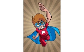 Super Boy Flying Ray Light Background - Illustration