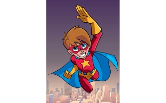 Super Boy Flying Sky Background - Illustration