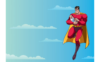 Super Dad with Baby in Sky - Illustration