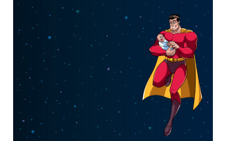 Super Dad with Baby in Space - Illustration