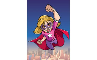 Super Girl Flying Sky Background - Illustration