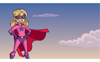 Super Girl Sky Background - Illustration