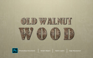 Old Walnut wood Text Effect Design Photoshop Layer Style Effect - Illustration