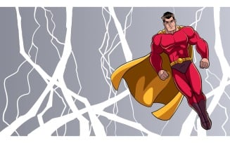 Superhero Flying During Thunderstorm - Illustration