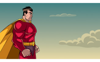 Superhero Side Profile Sky Background - Illustration
