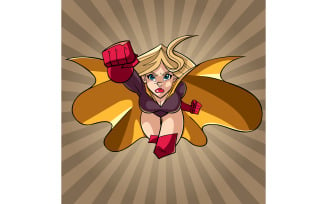 Superheroine Coming at You Ray Light Background - Illustration