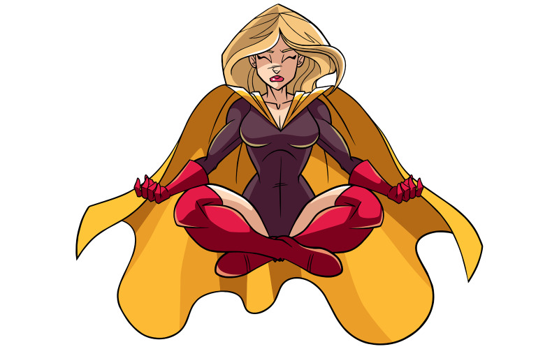 Superheroine Meditating - Illustration