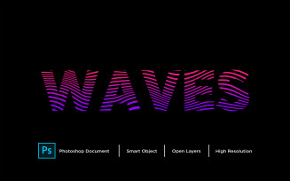 Waves Text Effect Design Photoshop Layer Style Effect - Illustration