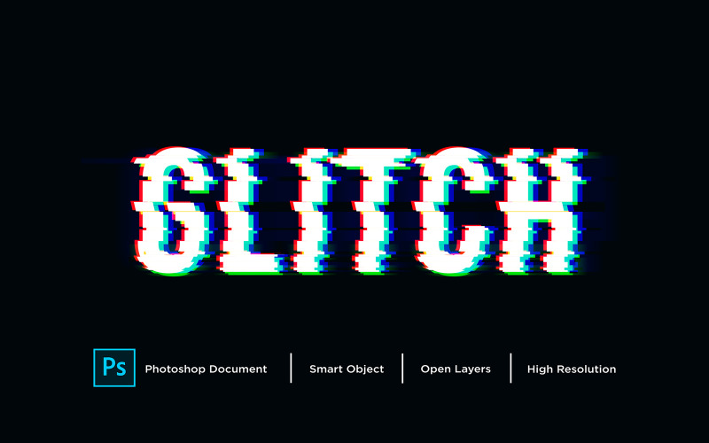Glitch Text Effect Design Photoshop Layer Style Effect - Illustration