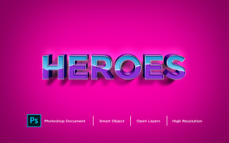 Heroes Text Effect Design Photoshop Layer Style Effect - Illustration
