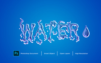 Water Text Effect Design Photoshop Layer Style Effect - Illustration
