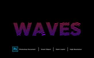 Waves Text Effect Design Photoshop Layer Style Effect - Illustration