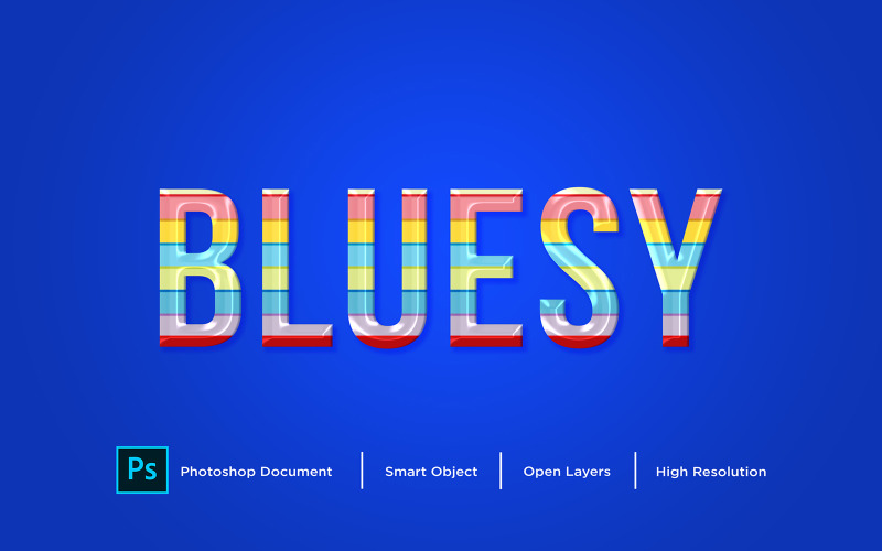 Bluesy Text Effect Design Photoshop Layer Style Effect - Illustration