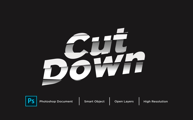 Cut Down Text Effect Design Photoshop Layer Style Effect - Illustration
