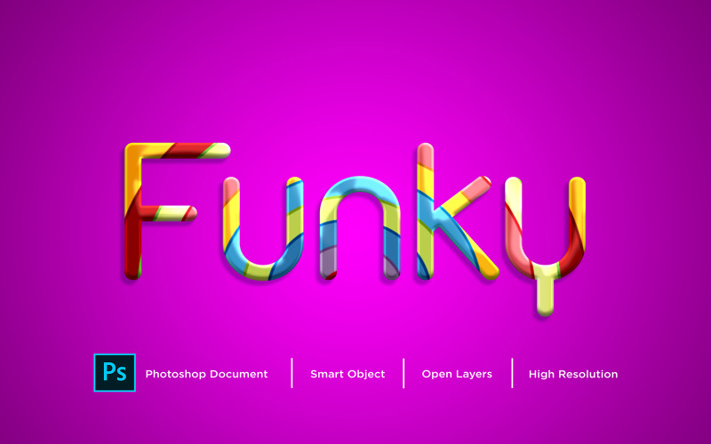 Funky Text Effect Design Photoshop Layer Style Effect - Illustration