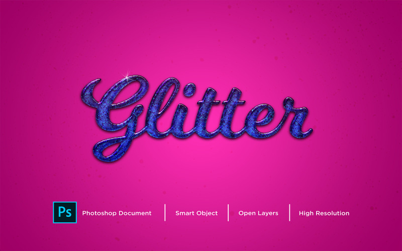 Glitter Text Effect Design Photoshop Layer Style Effect - Illustration