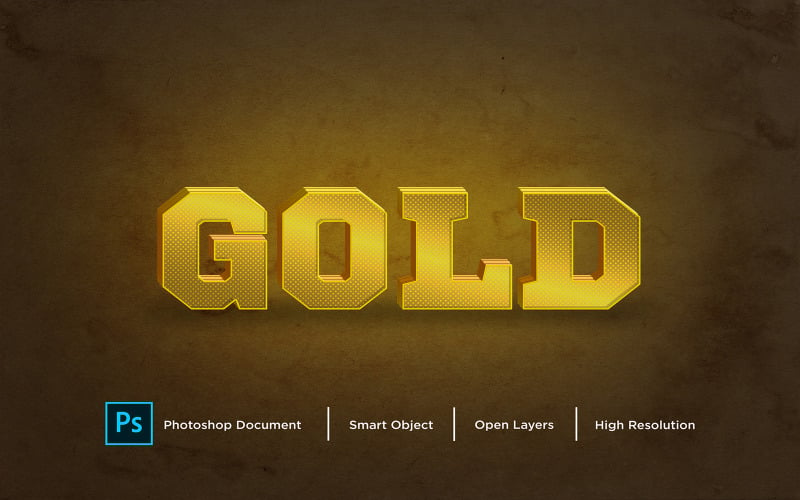 Gold Text Effect Design Photoshop Layer Style Effect - Illustration