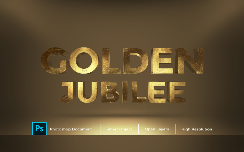 Golden Jubilee Text Effect Design Photoshop Layer Style Effect - Illustration