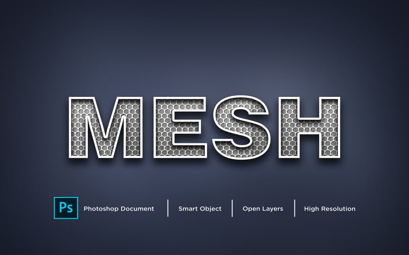 Mesh Text Effect Design Photoshop Layer Style Effect - Illustration